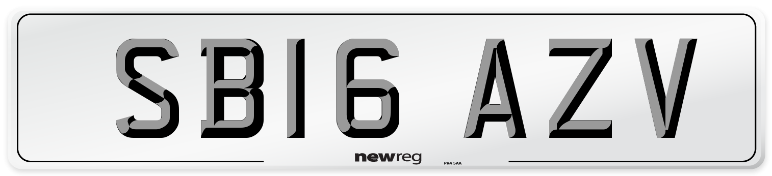 SB16 AZV Number Plate from New Reg
